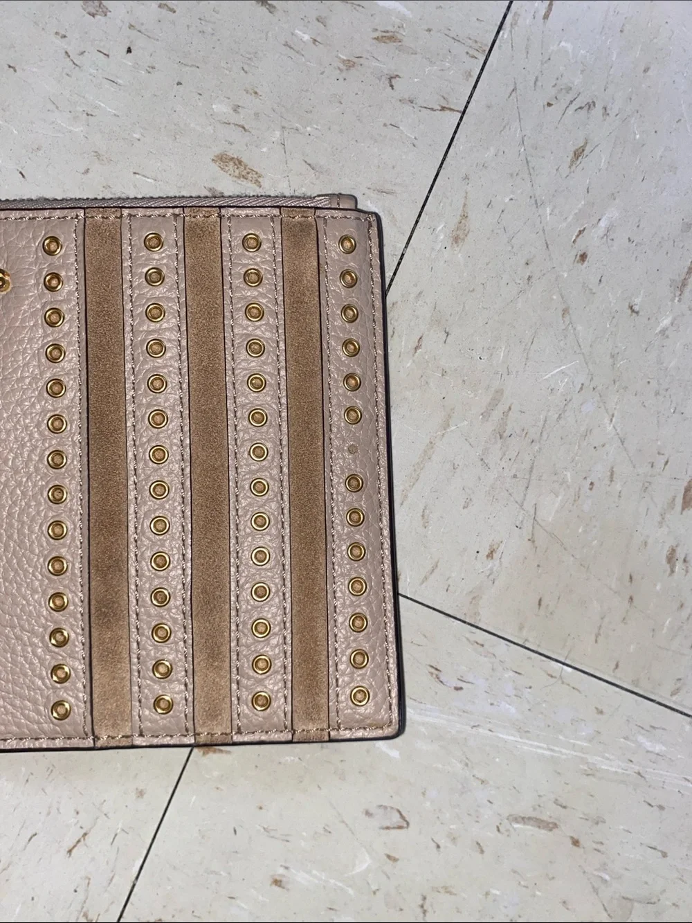 Michael KORS wristlet tan leather grommet